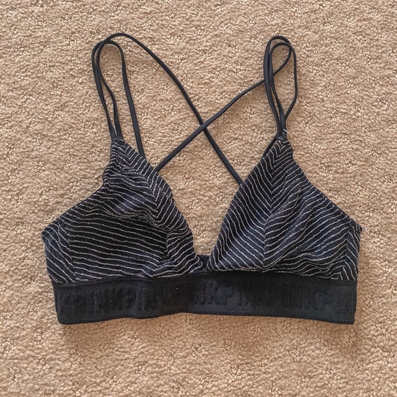 VS Pink Black Strappy Bralette - Picture 1 of 2